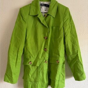 Zara Lime Green Belted Blazer